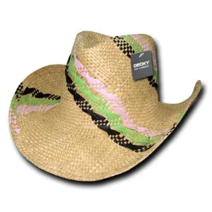 1 Dozen Decky Hillary Yellow Straw Cowboy Hats Mens Unisex Wholesale