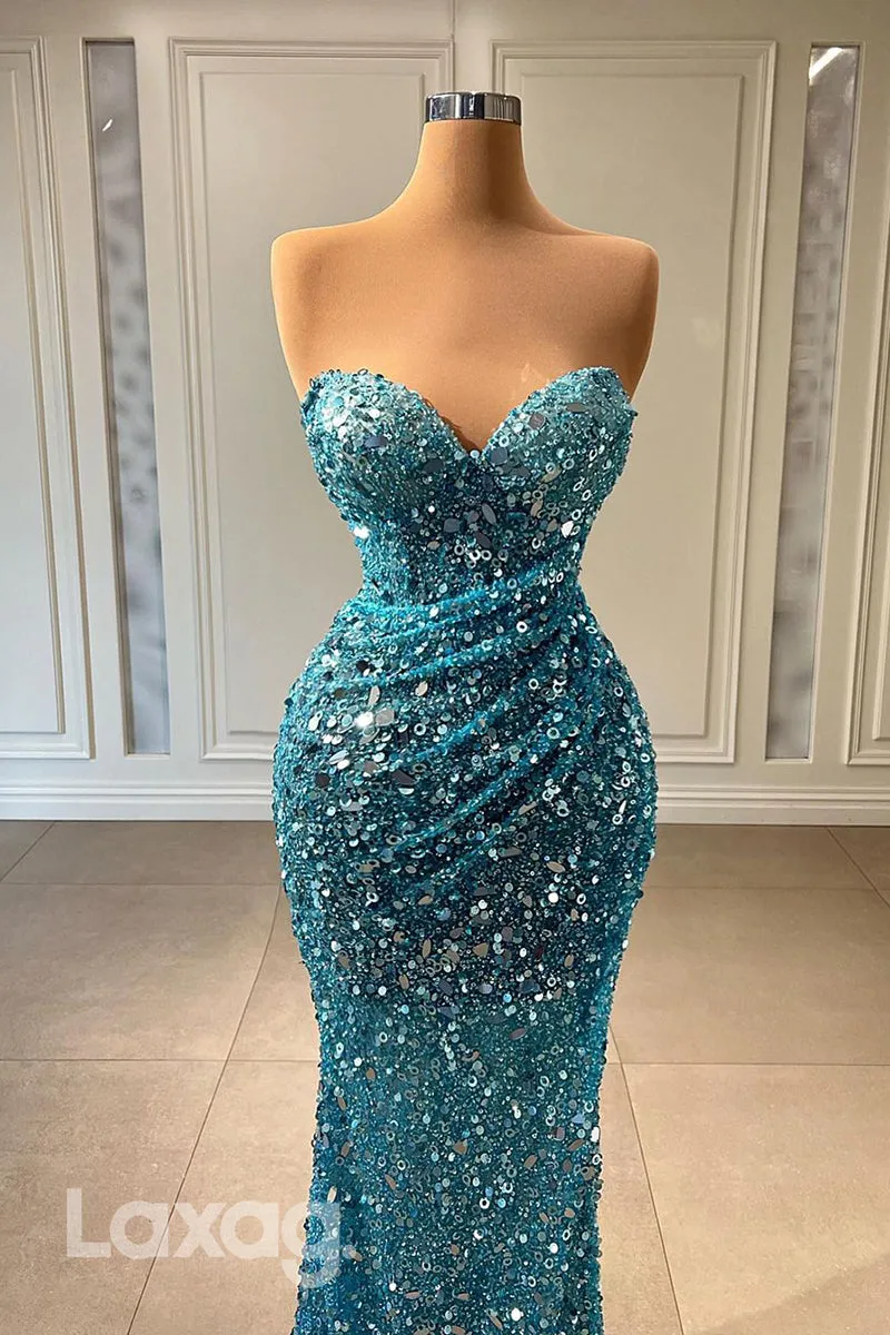 21997 - Sweetheart Fully Sequins Mermaid Long Formal Prom Dress