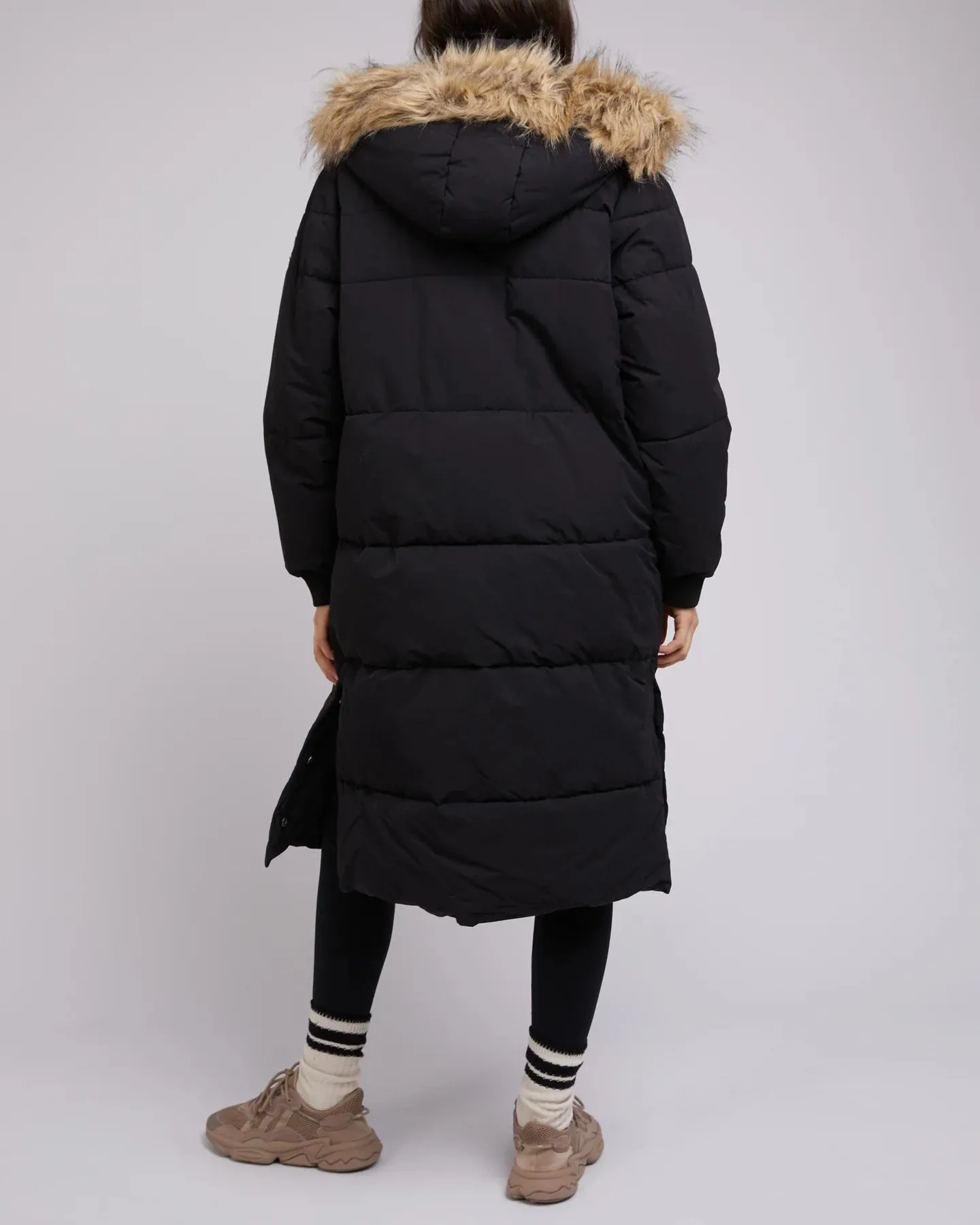 Active Fur Longline Puffer Black