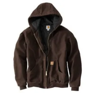 Active Quilted Flannel-Lined Jacket With Hood, Dark Brown, XL