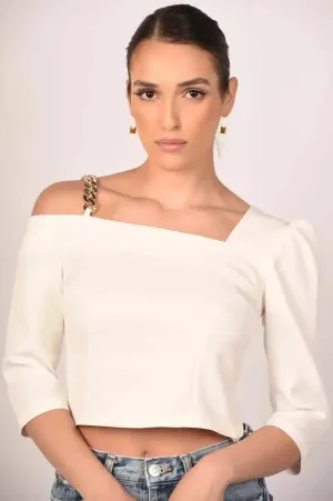 Alessia Cropped Blouse in white