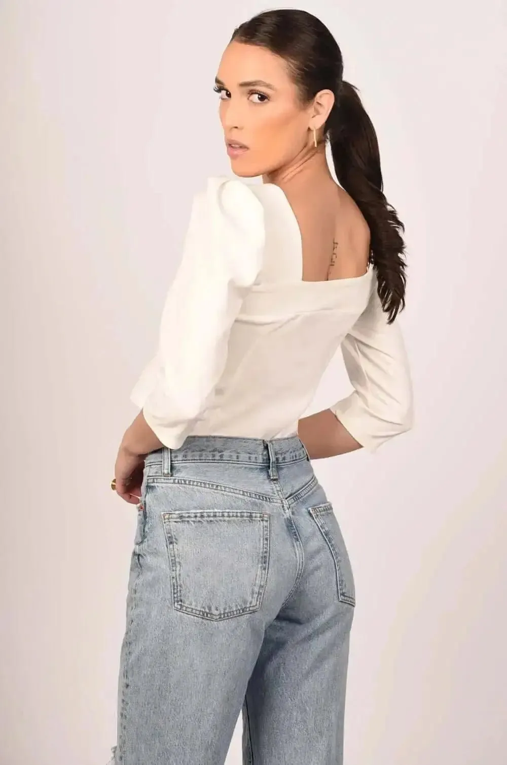 Alessia Cropped Blouse in white