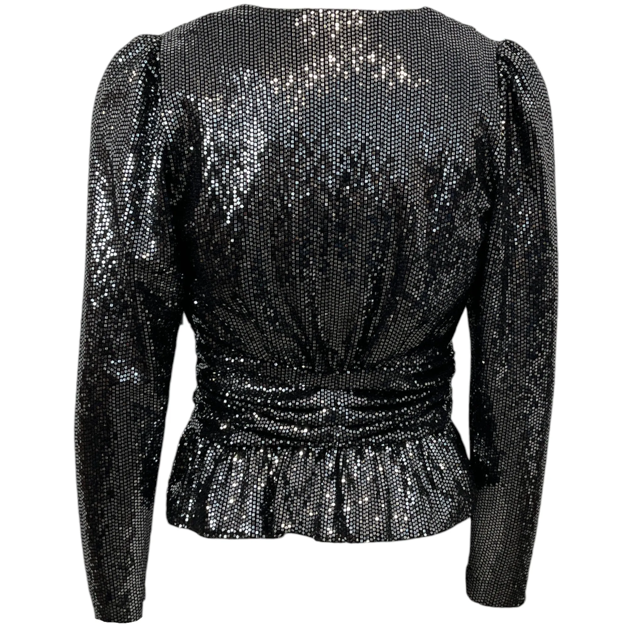 BA&SH Mae Noir Sequined Peplum Top