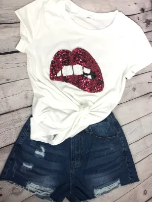 Bite My Lip Sequined Lip Top