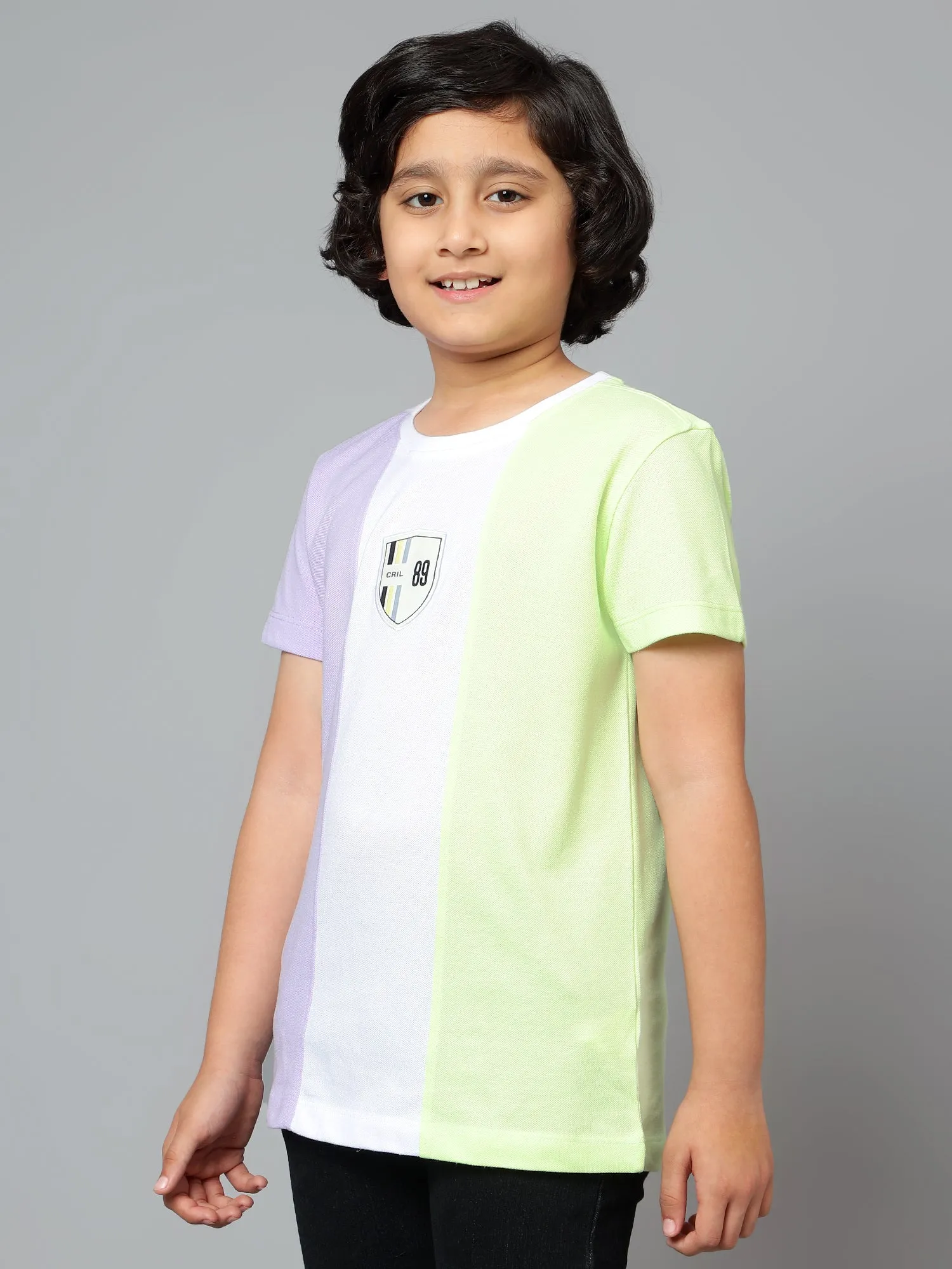 Boys Casual Lilac Half Sleeve  T-Shirt