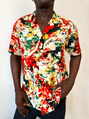 Callan Relaxed Abstract Splash Print Cuban Shirt