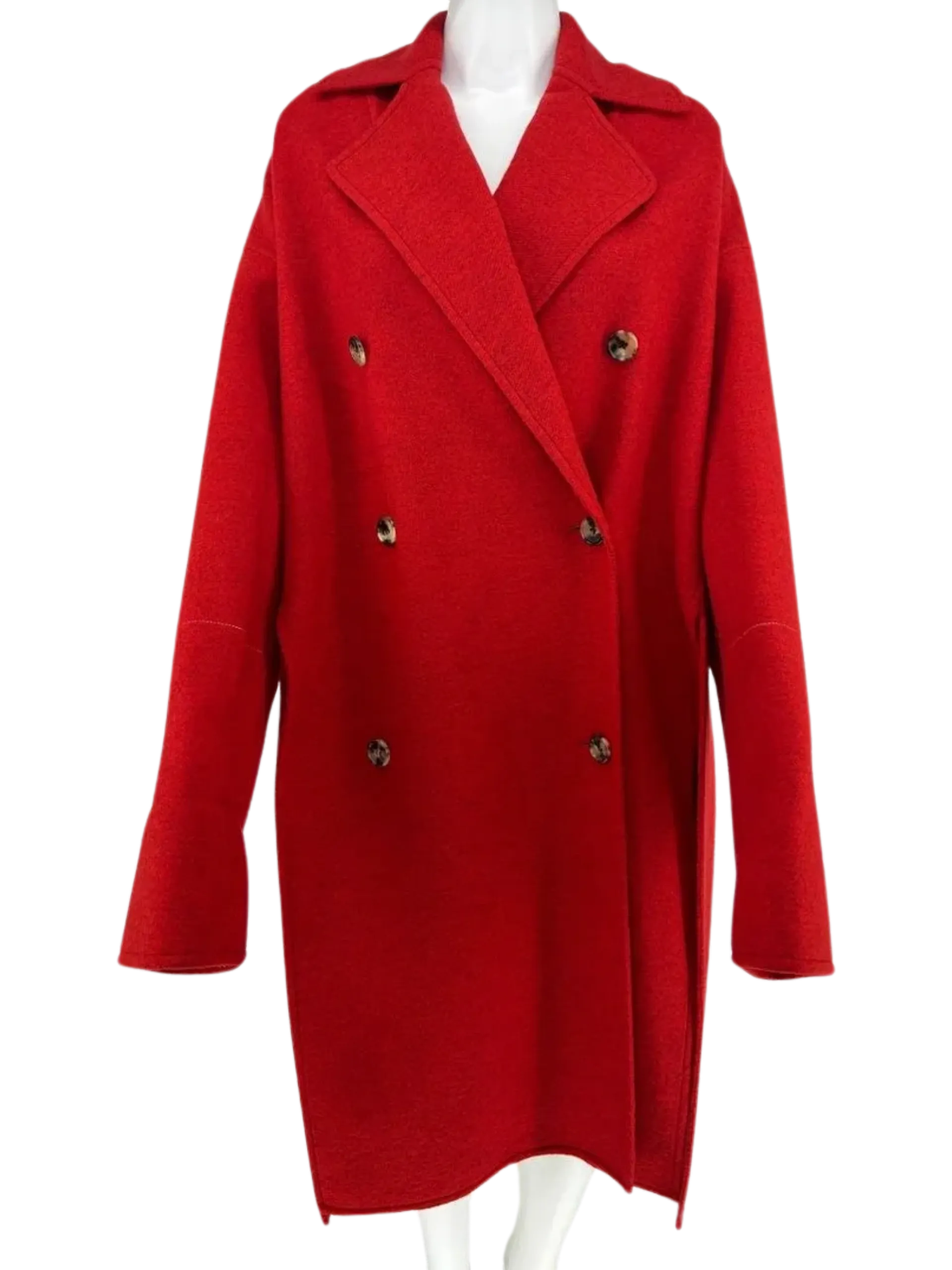 Celine Red double-faced Cashmere Oversized Peacoat. Size: 38/6