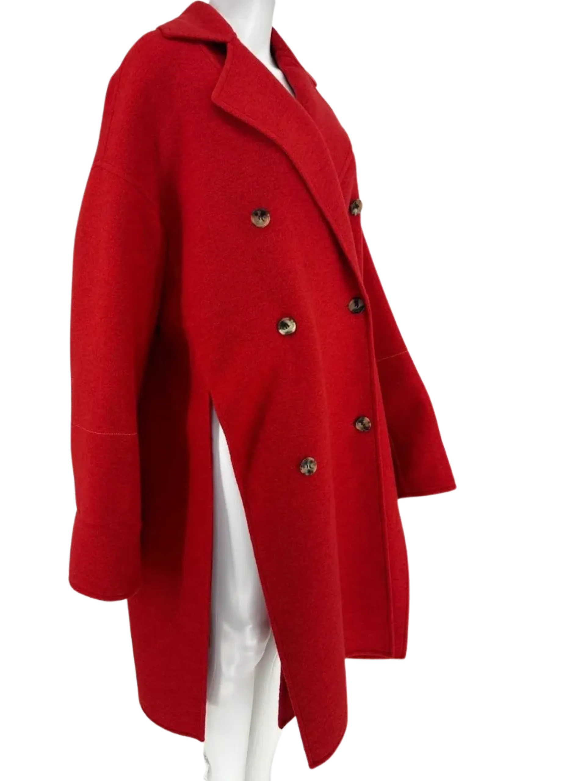 Celine Red double-faced Cashmere Oversized Peacoat. Size: 38/6