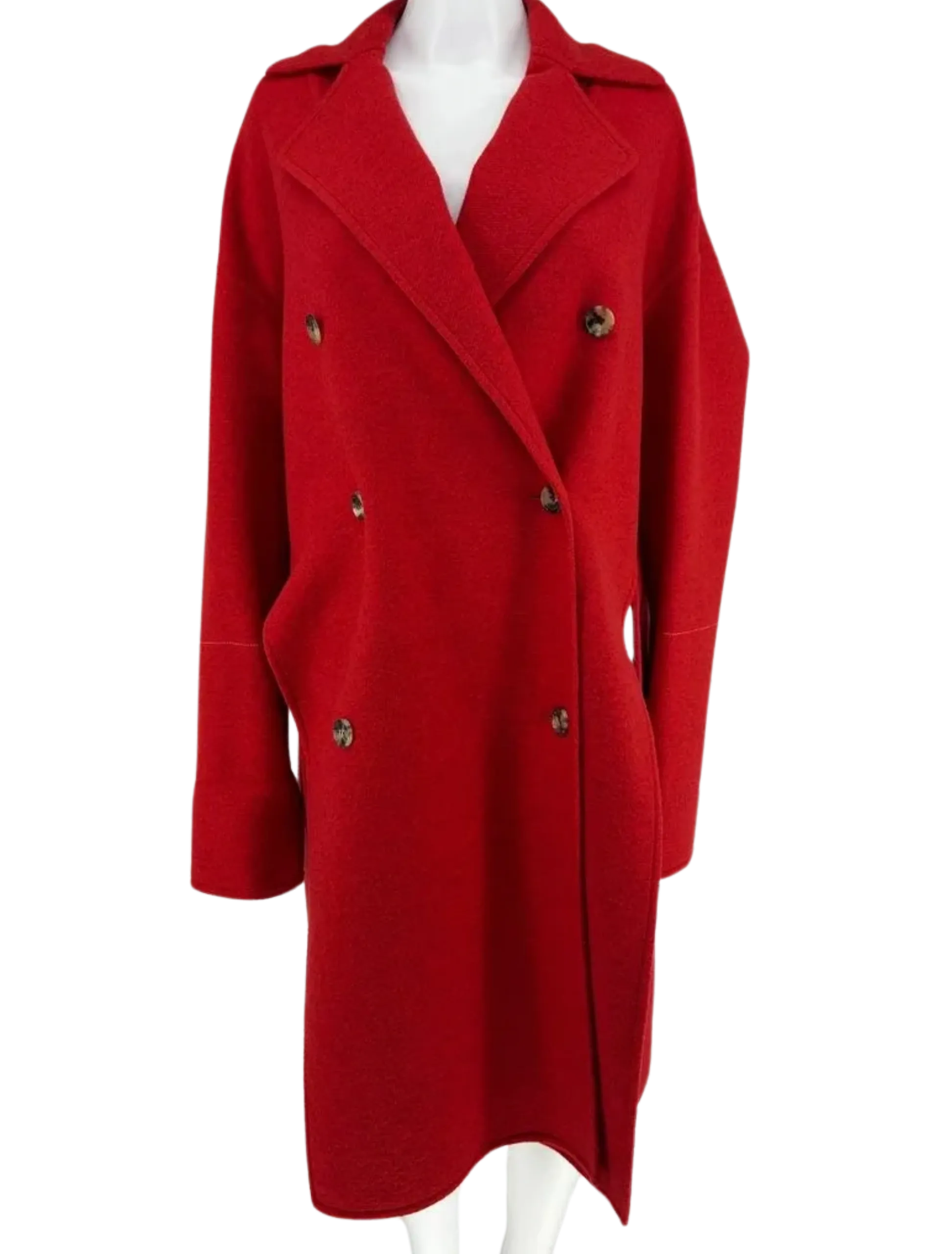 Celine Red double-faced Cashmere Oversized Peacoat. Size: 38/6