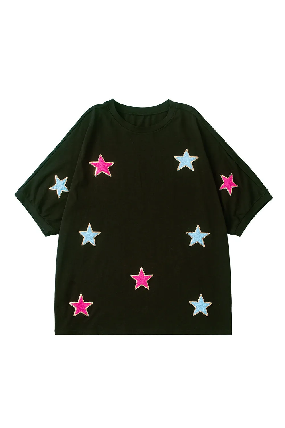 Chenille Star Pattern Plus Size Tee