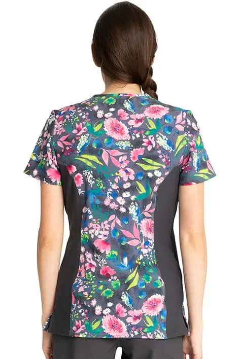 Cherokee Women's Knit Panel Print Top | Watercolor Petals