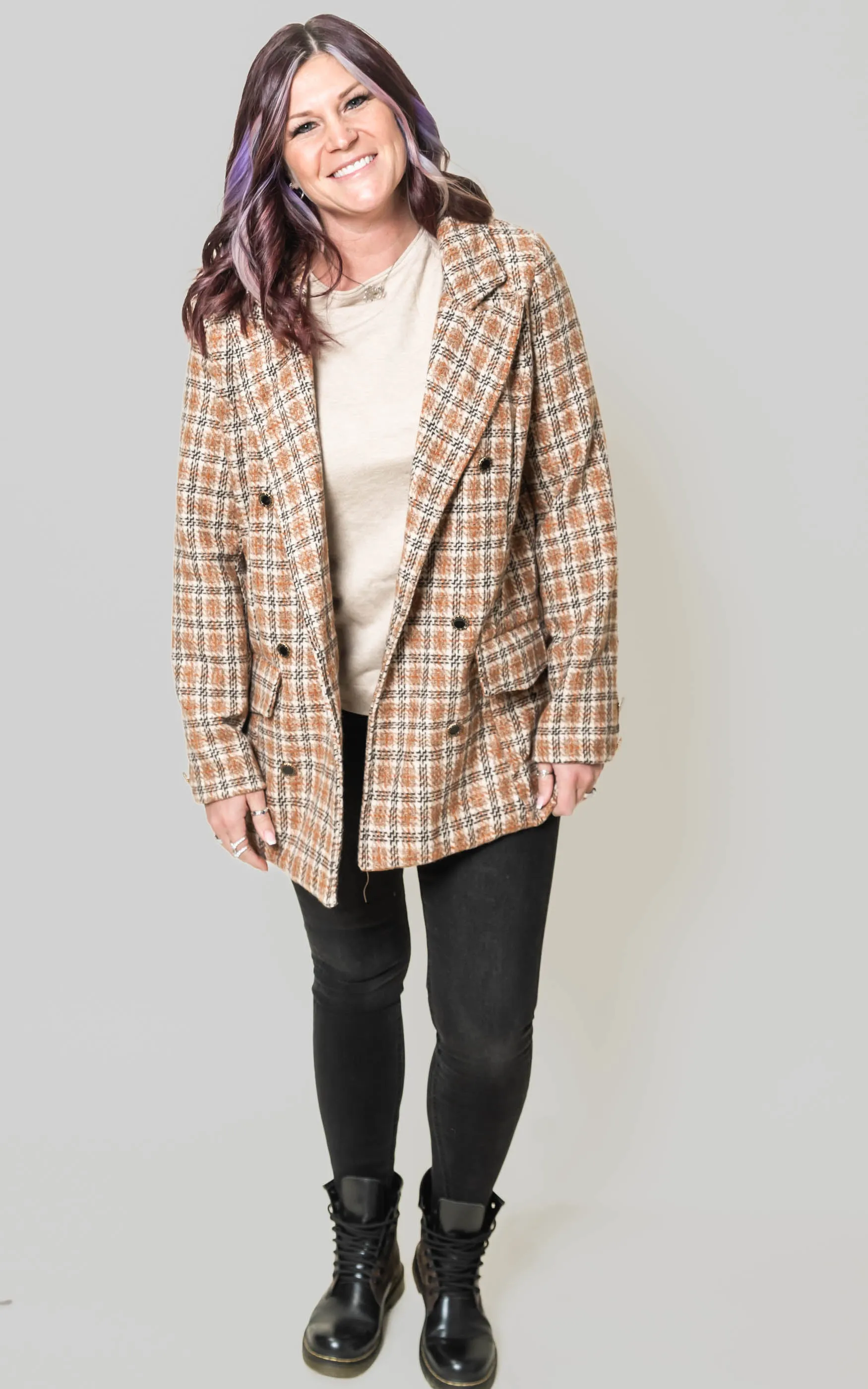 Classic Plaid Blazer -POL Final Sale