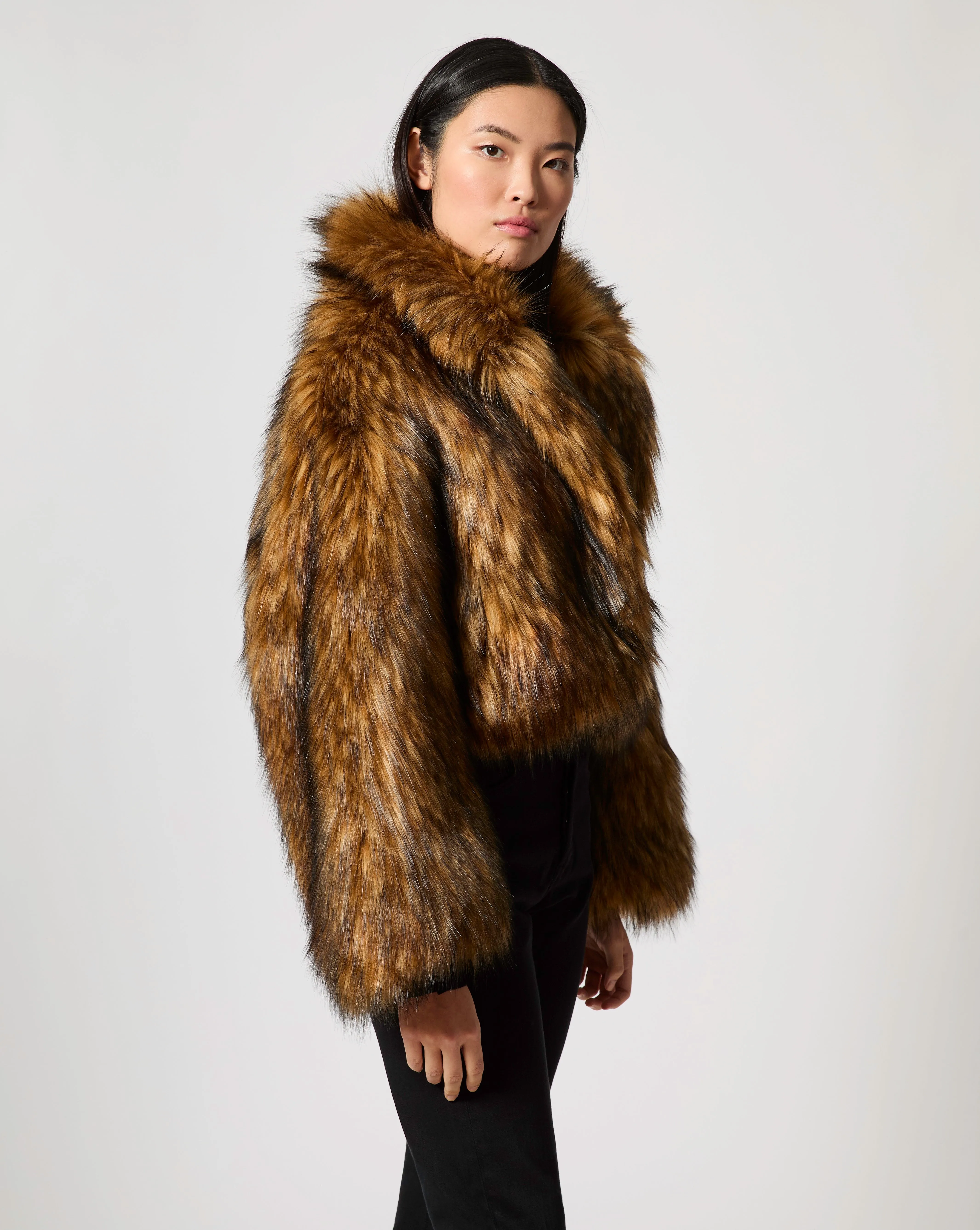 Cutaway Fox Faux Fur Jacket