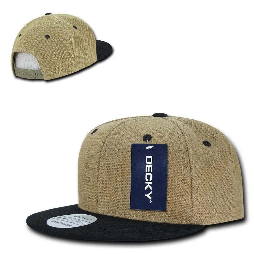 Decky Heavy Duty Jute Snapbacks Flat Bill Baseball Hats Caps Unisex