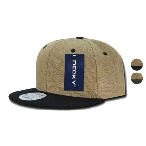 Decky Heavy Duty Jute Snapbacks Flat Bill Baseball Hats Caps Unisex