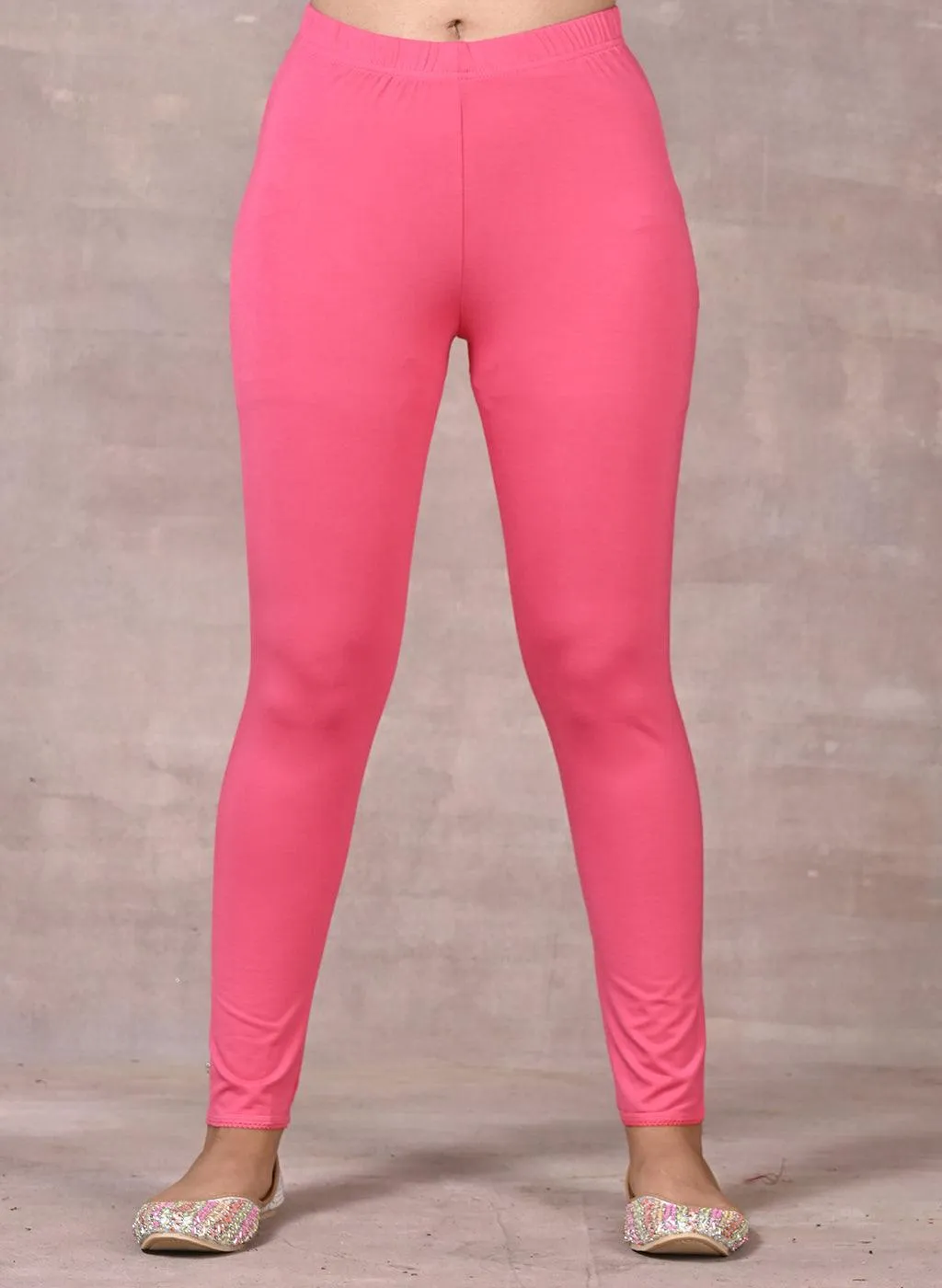 Farah Watermelon Pink Viscose Lycra Leggings for Women