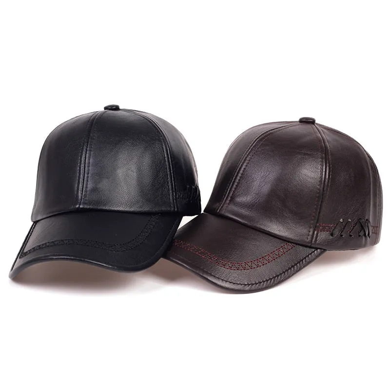 Fashion Solid Winter Leather Baseball Cap Men Snapback Autumn Warm Black Caps Women Bone Masculino Mens hats and Hats gorras