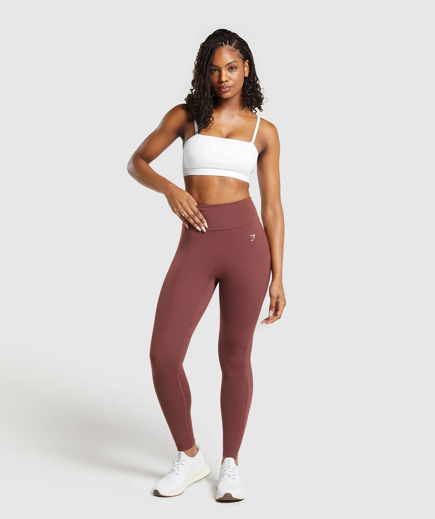 Gymshark Mesh Placement Leggings - Burgundy Brown