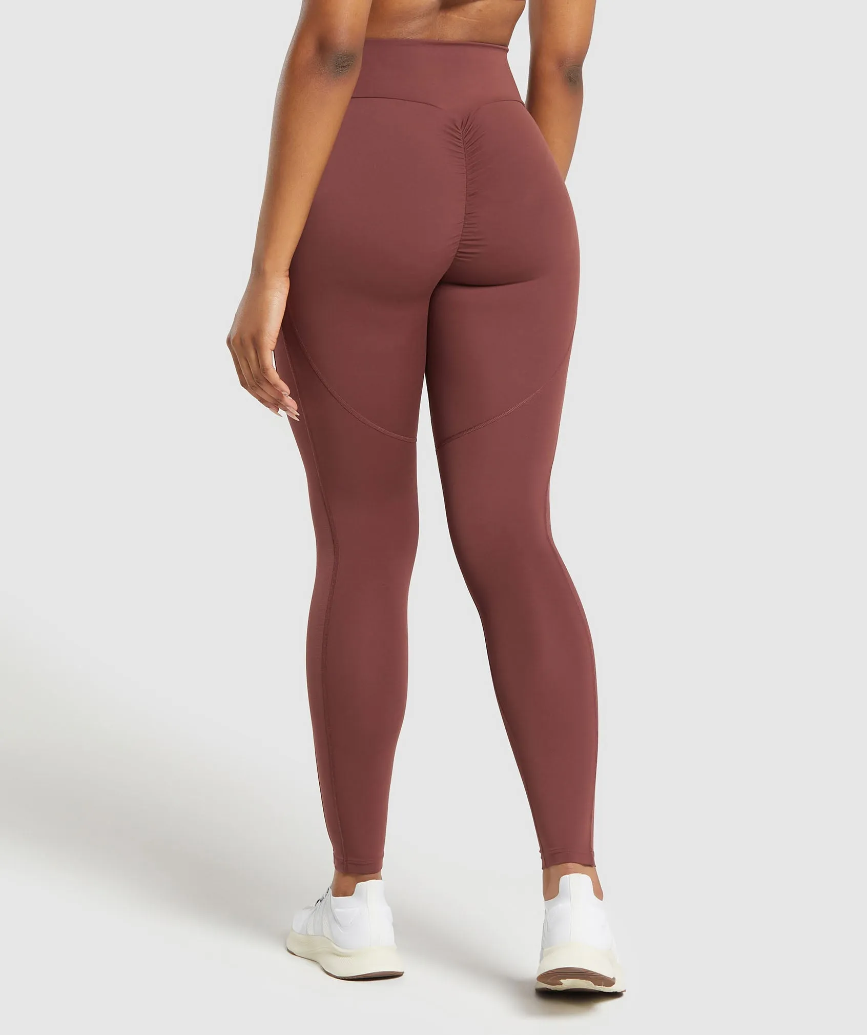 Gymshark Mesh Placement Leggings - Burgundy Brown