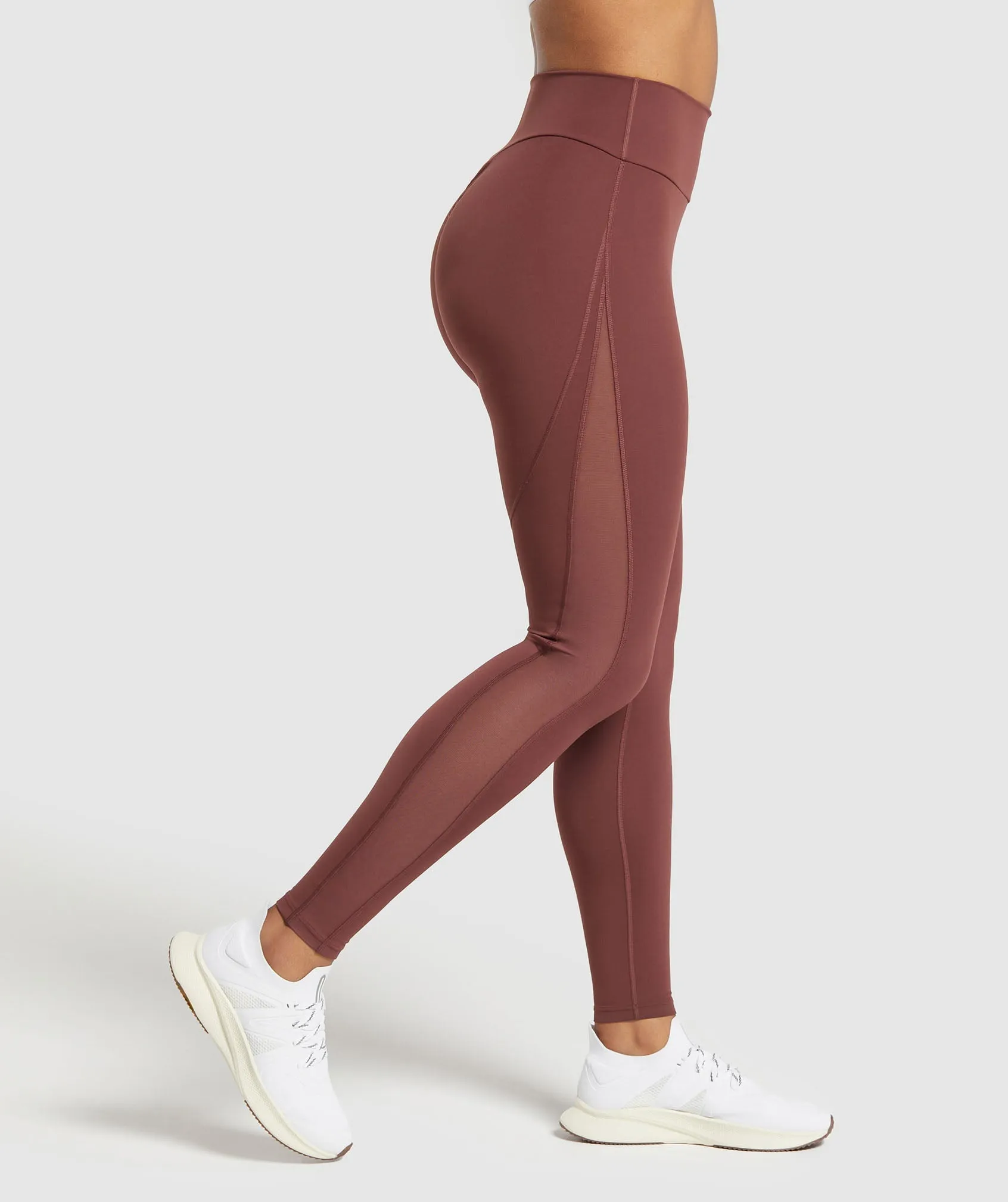 Gymshark Mesh Placement Leggings - Burgundy Brown