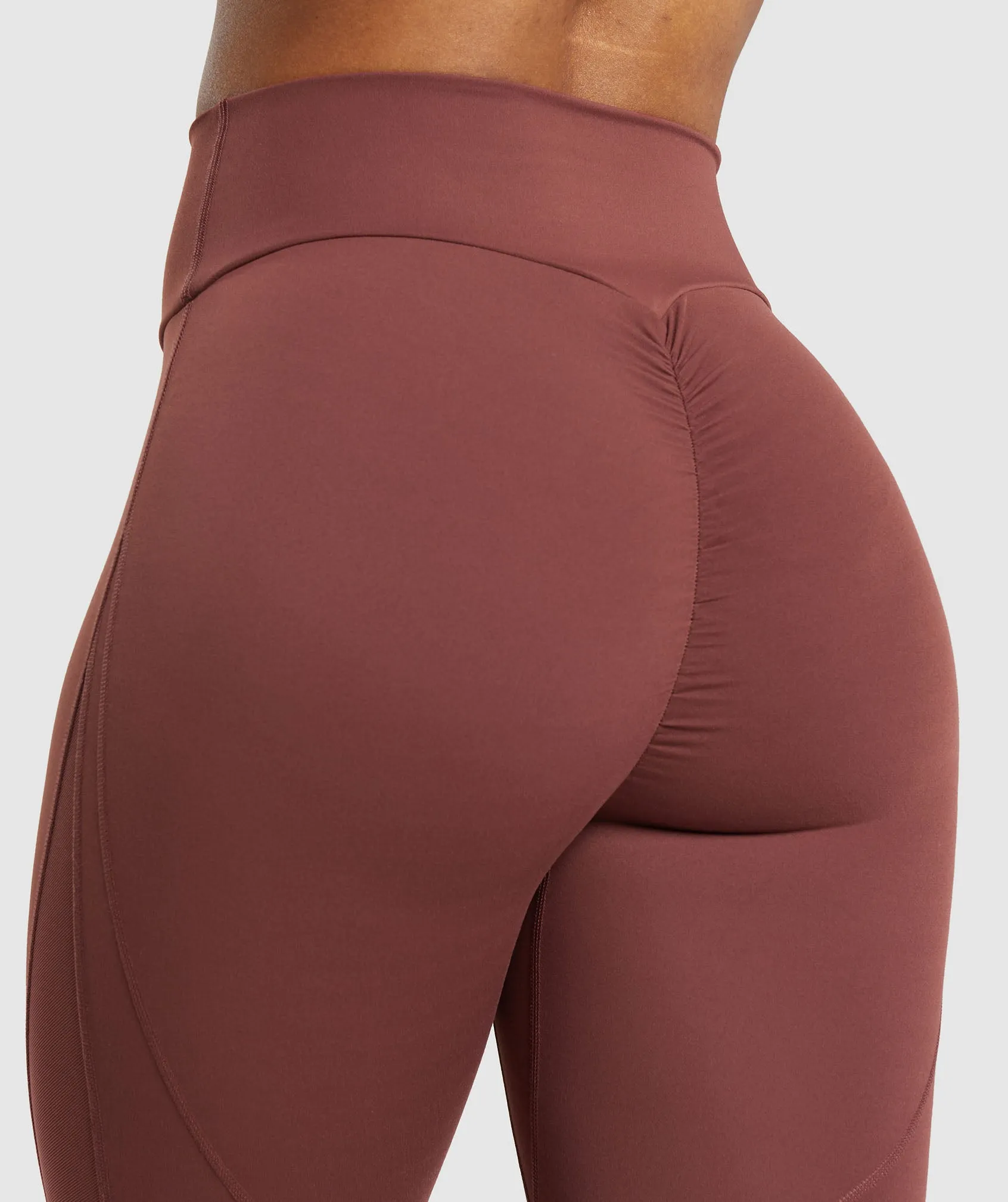 Gymshark Mesh Placement Leggings - Burgundy Brown