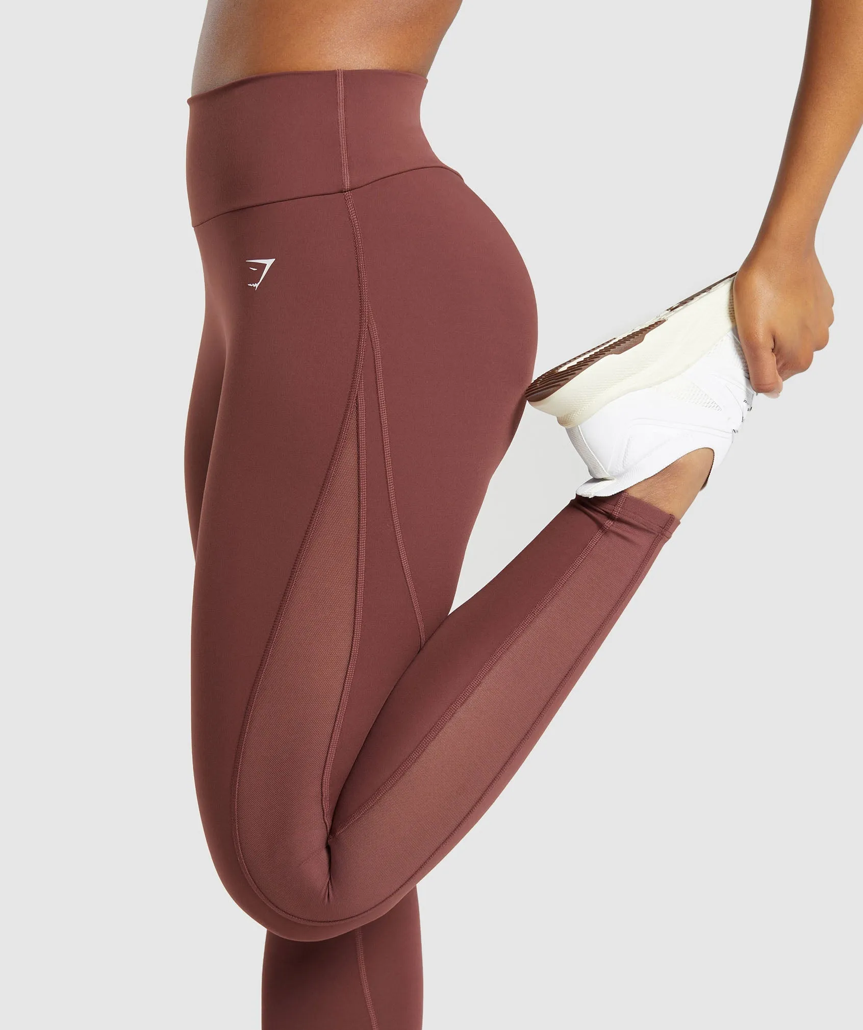 Gymshark Mesh Placement Leggings - Burgundy Brown