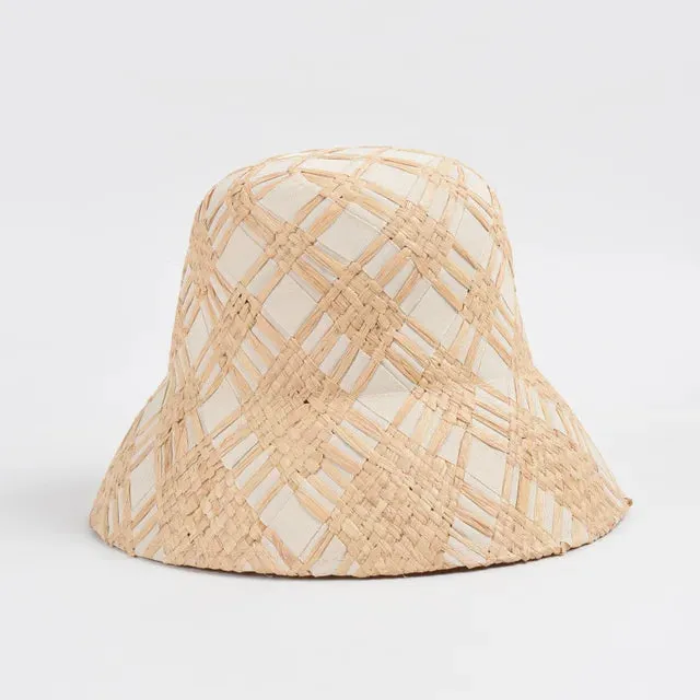 Handmade Raffia Straw Bucket Hat Foldable Sun Hats