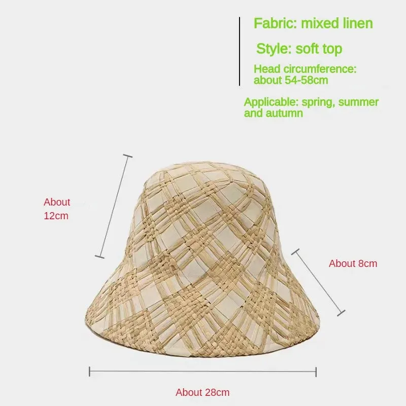 Handmade Raffia Straw Bucket Hat Foldable Sun Hats