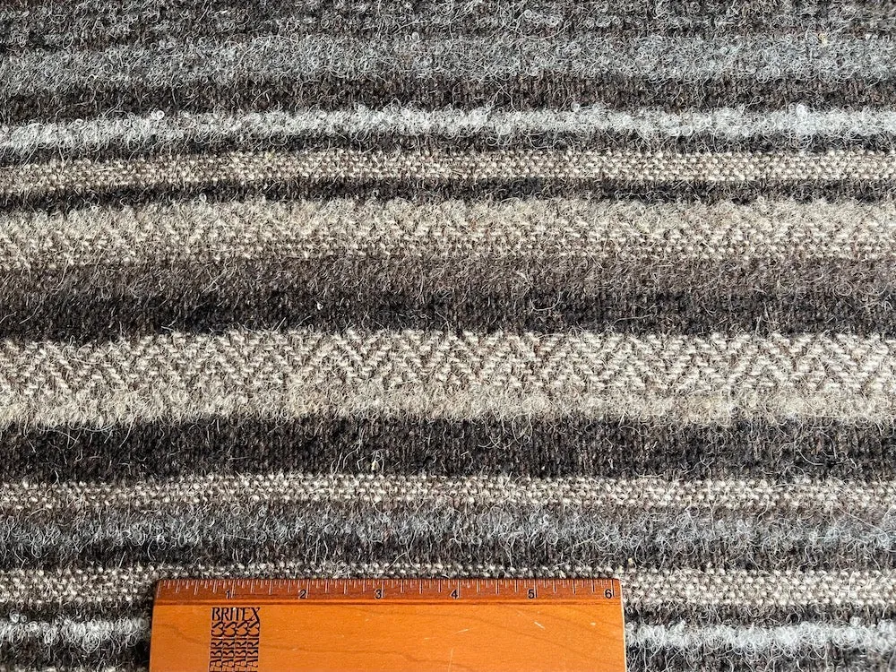 Herringbone, Tweed and Bouclé Striped Wool & Mohair Blend Coating (Made in Italy)