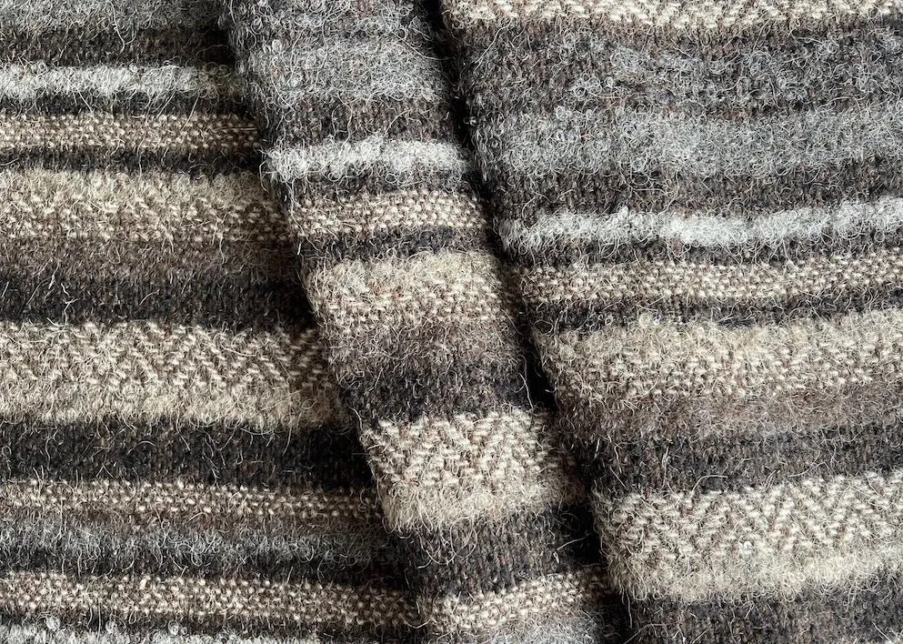 Herringbone, Tweed and Bouclé Striped Wool & Mohair Blend Coating (Made in Italy)