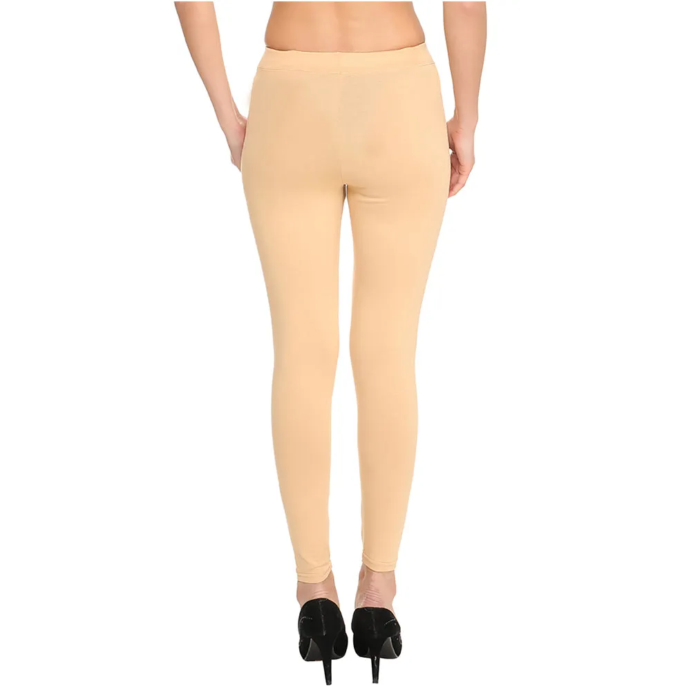 HiFlyers Women Beige Ankle Length Leggings/Yoga Pant