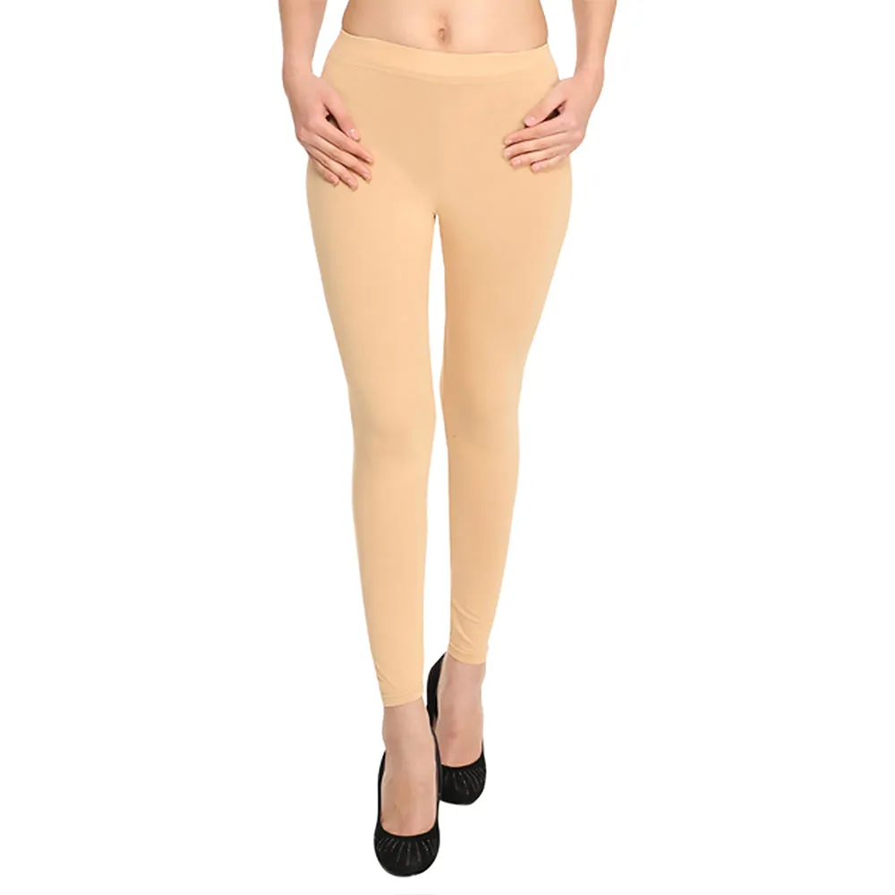 HiFlyers Women Beige Ankle Length Leggings/Yoga Pant