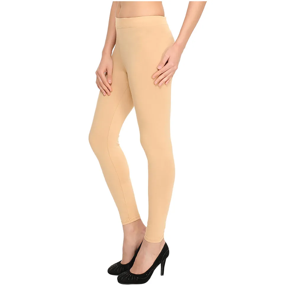 HiFlyers Women Beige Ankle Length Leggings/Yoga Pant