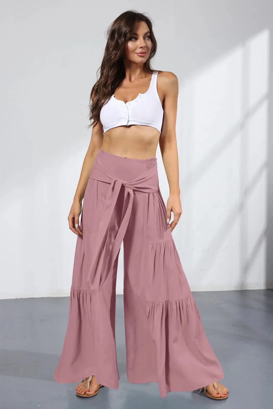 High-Waist Wide Leg Drape Pants