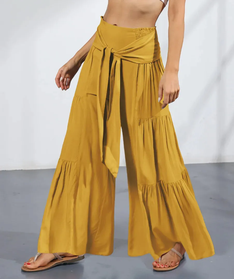 High-Waist Wide Leg Drape Pants