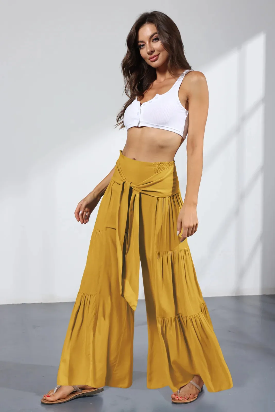 High-Waist Wide Leg Drape Pants