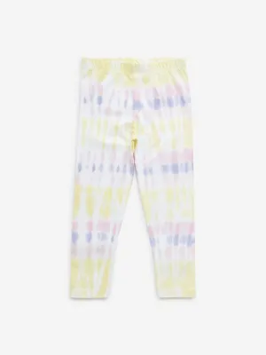 HOP Kids Multicolour Tie-Dye Cotton Blend Mid-Rise Leggings