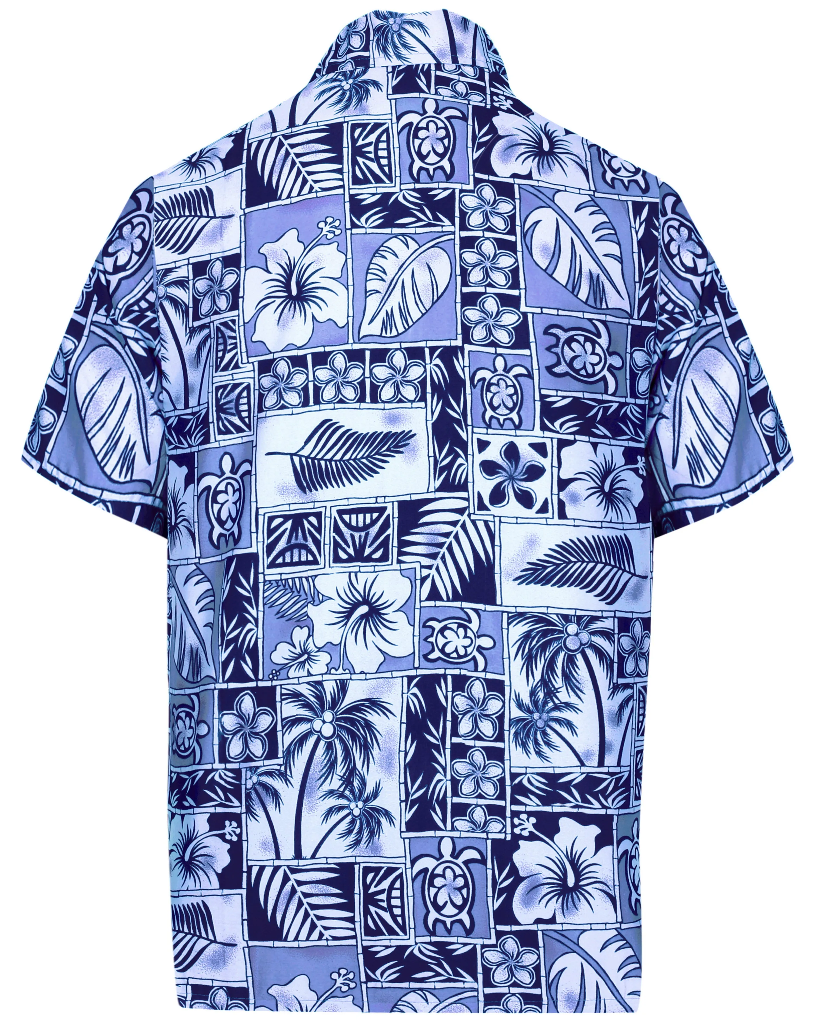 LA LEELA Shirt Casual Button Down Short Sleeve Beach Shirt Men Aloha Pocket shirt Blue_W404