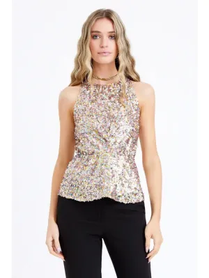 Last Night Sequin Halter Top