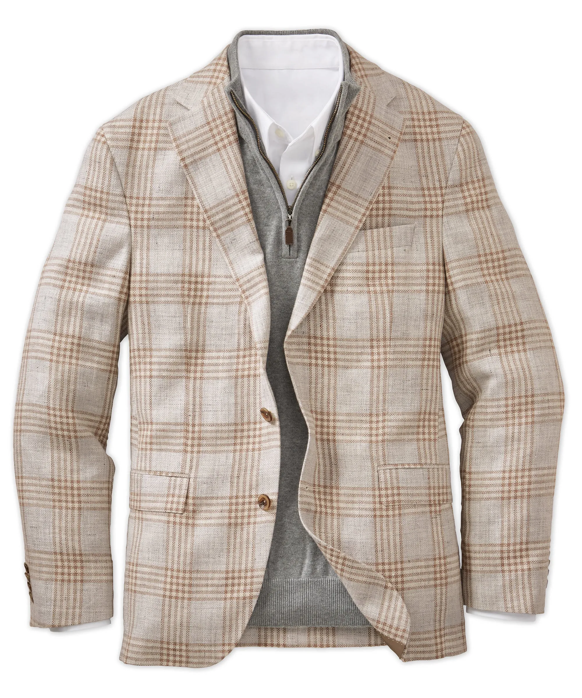 Linen-Wool Plaid Sport Coat