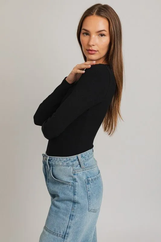 Long Sleeve Ribbed Bodysuit