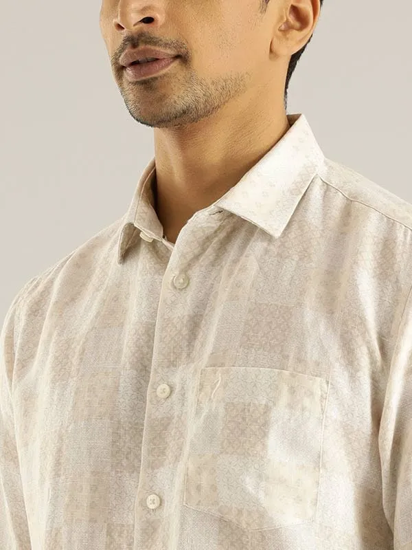 Men Printed Full Sleeve Linen Shirt