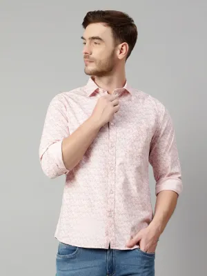 Men's Baby Pink Casual Abstract Print Full Sleeve Shirt