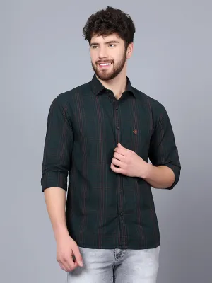 Men's Bottle Green Casual Medium Checks Full Sleeve Shirt