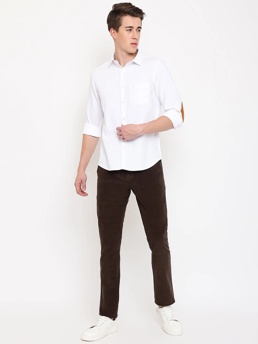 Men's Casual Flat front Khaki Corduroy Trousers