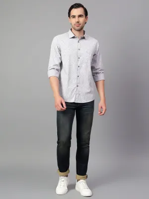 Men's Grey Printed Full Sleeve Casual Shirt