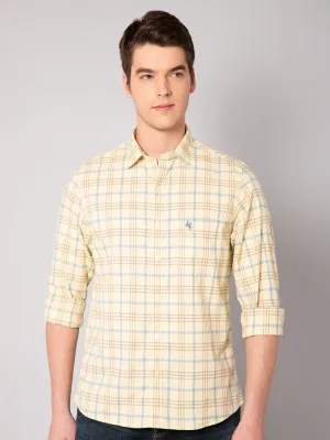 Men's Light Yellow Casual Big Checks Full Sleeve Shirt