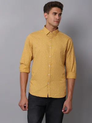 Men's Mustard Casual Floral Print Full Sleeve Shirt