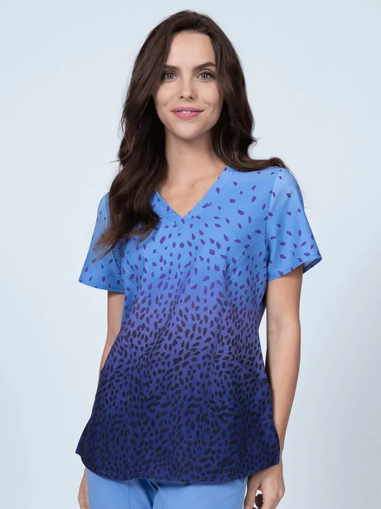 Meraki Sport Women's Print Scrub Top | Grape Sensation