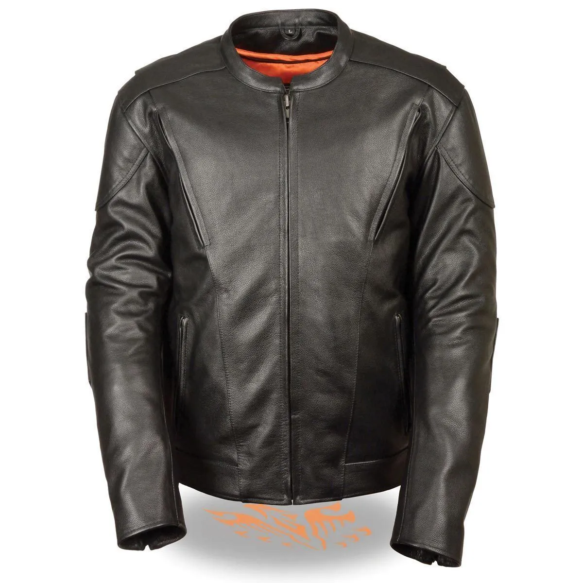 Milwaukee Leather Men's Vented Black Leather Scooter Jacket with Kidney Padding and Gun Pockets